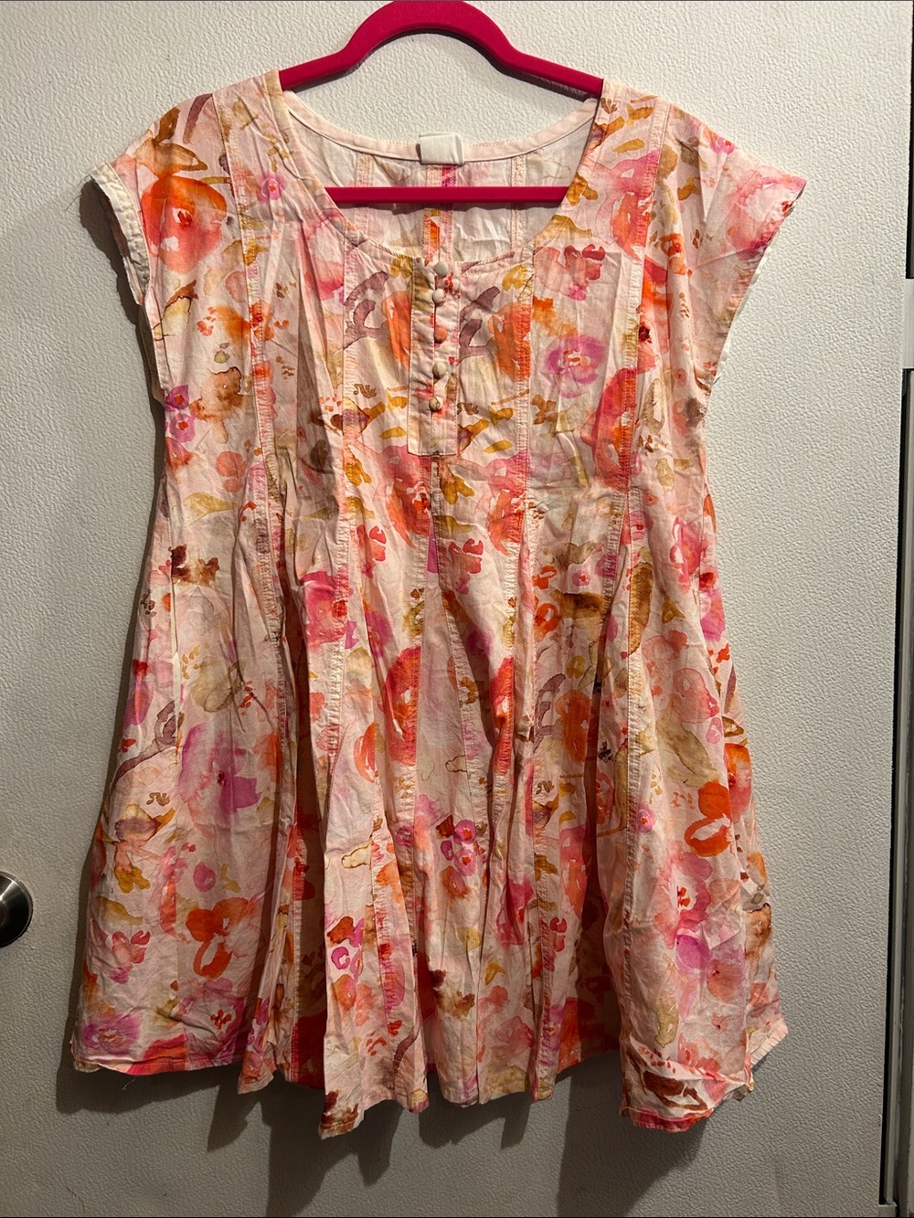 C&C California Pink, Orange & Gold Floral Cotton Tunic Dress